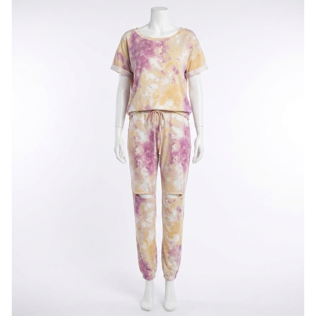 New White Birch Tie Dye Knit Two Piece Set In Multi